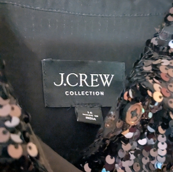 J. Crew Collection Sequined Shirt 14 Black - Picture 3 of 5